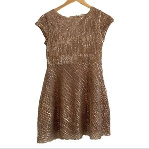 Zara Girls Casual Collection Metallic Rose Gold Sequins Size 11/12a